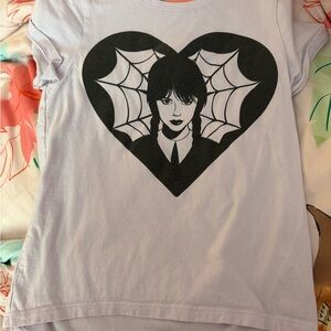 Old Navy Lavender Tee with Gothic Heart & Spiderweb Graphic